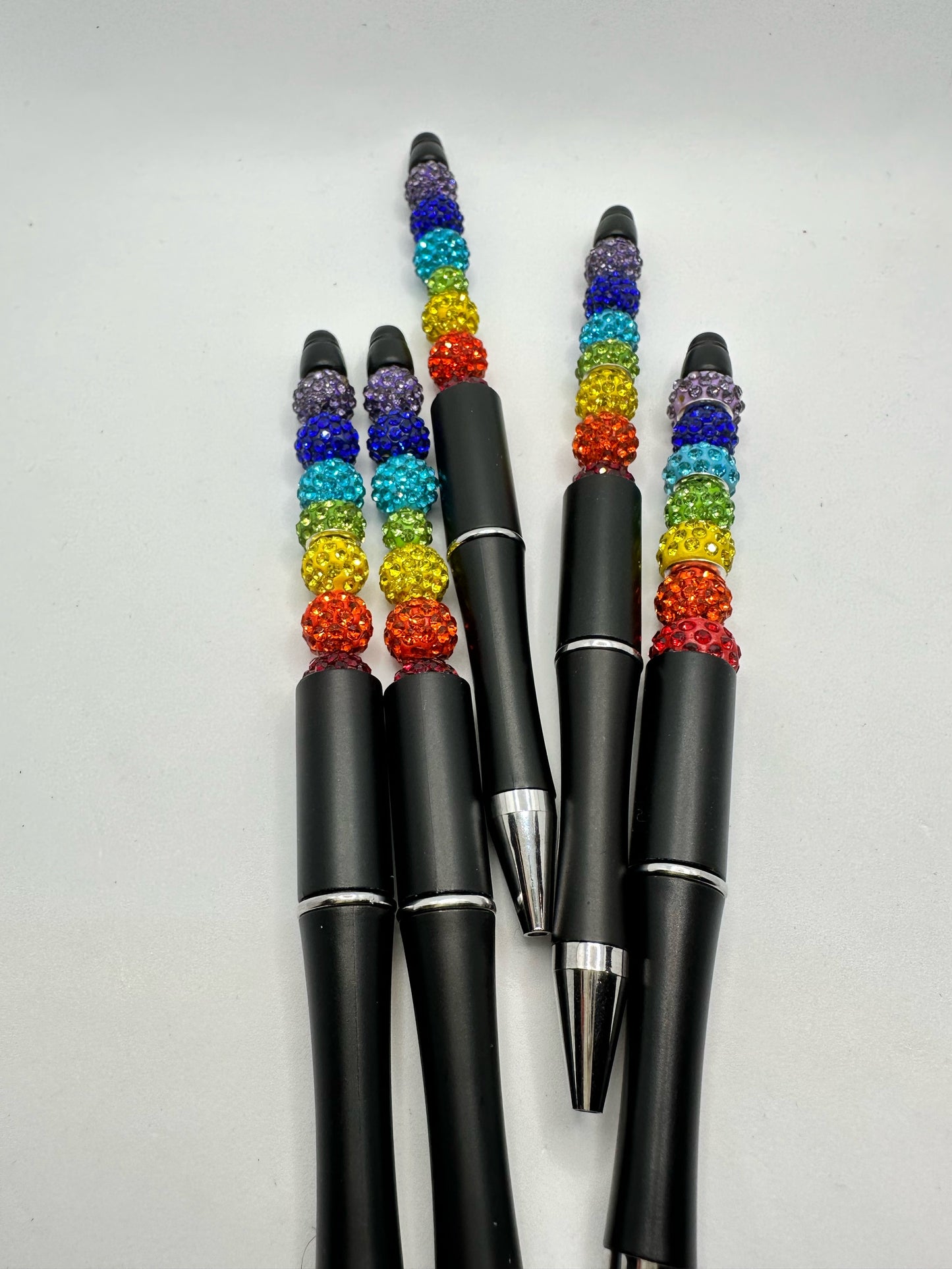 Chakra Inspired Beaded Pen with Rhinestone Beads