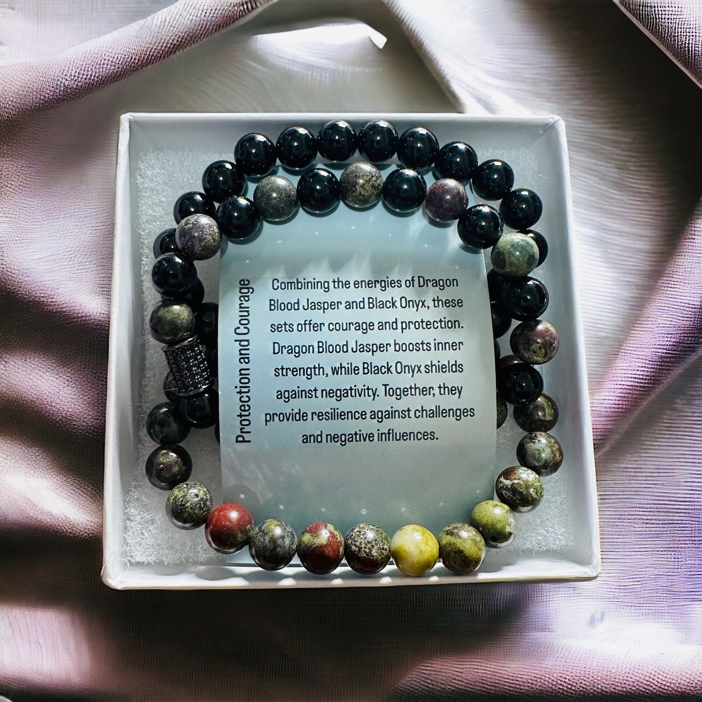 Dragon Blood Jasper and Black Onyx Set