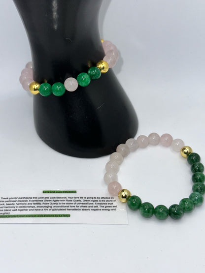 Green Agate and Rose Quartz