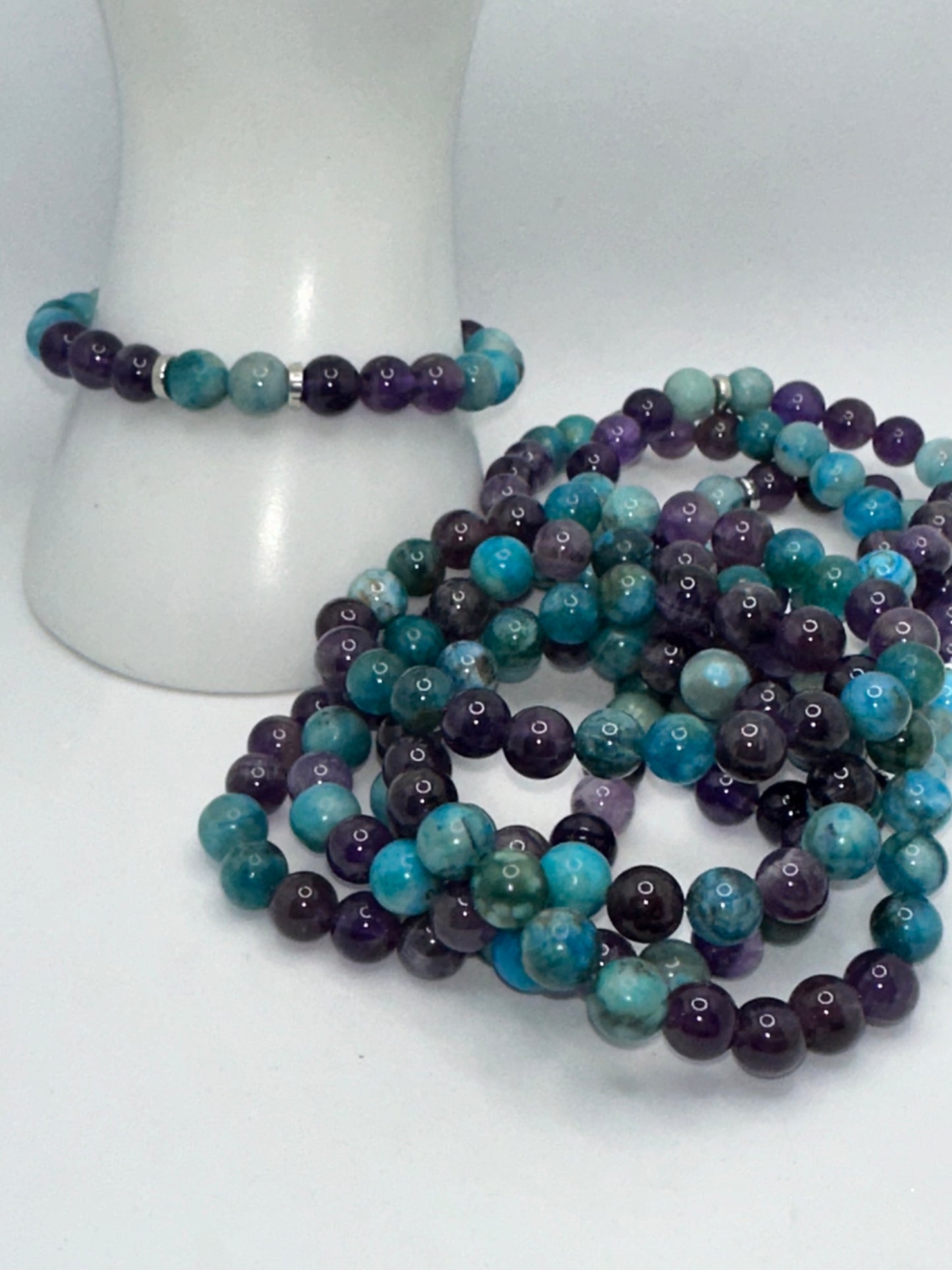 Purple Amethyst Crystal and Teal Imperial Jasper