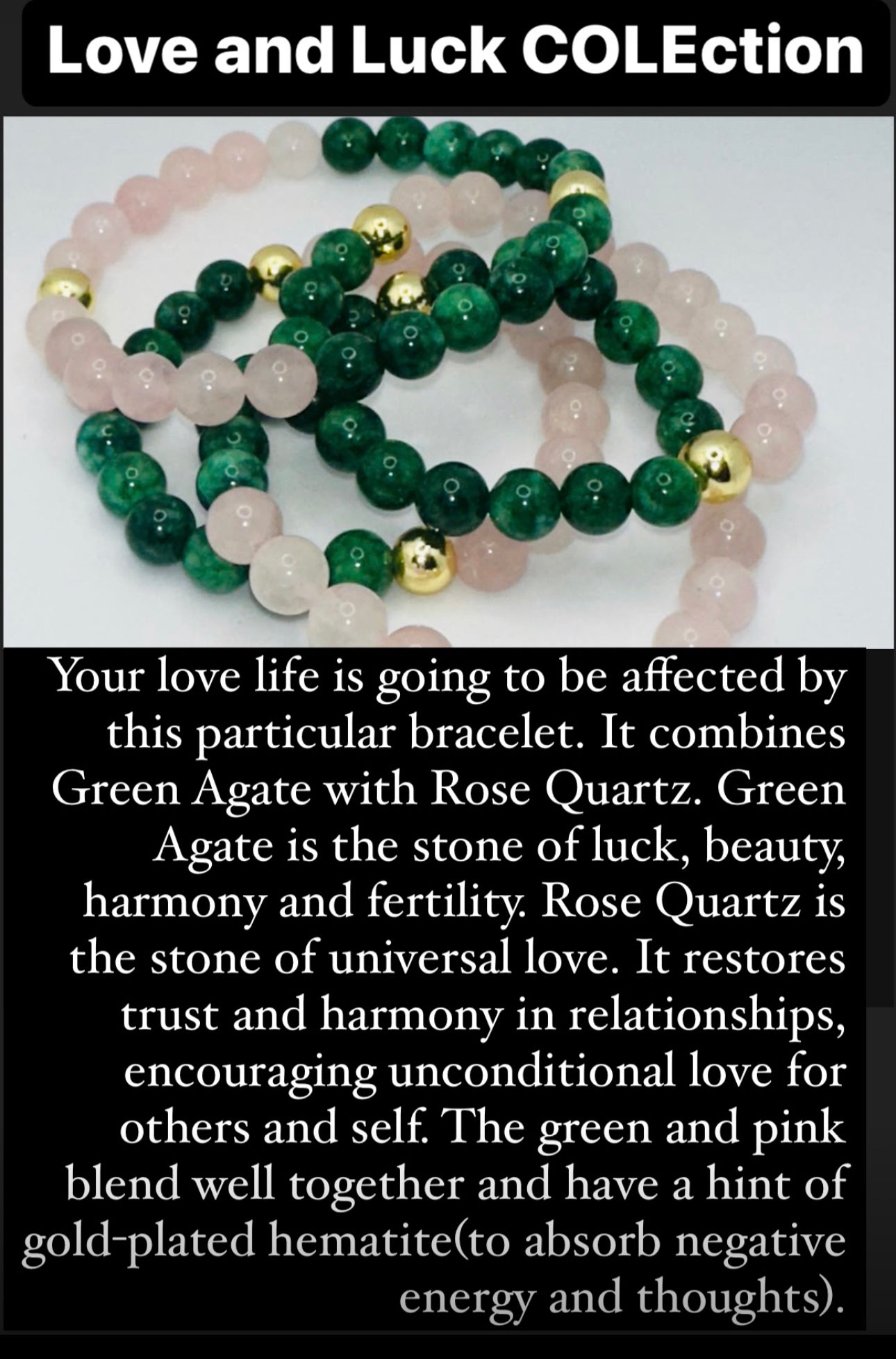 Green Agate and Rose Quartz