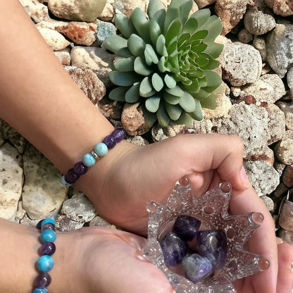 Purple Amethyst Crystal and Teal Imperial Jasper