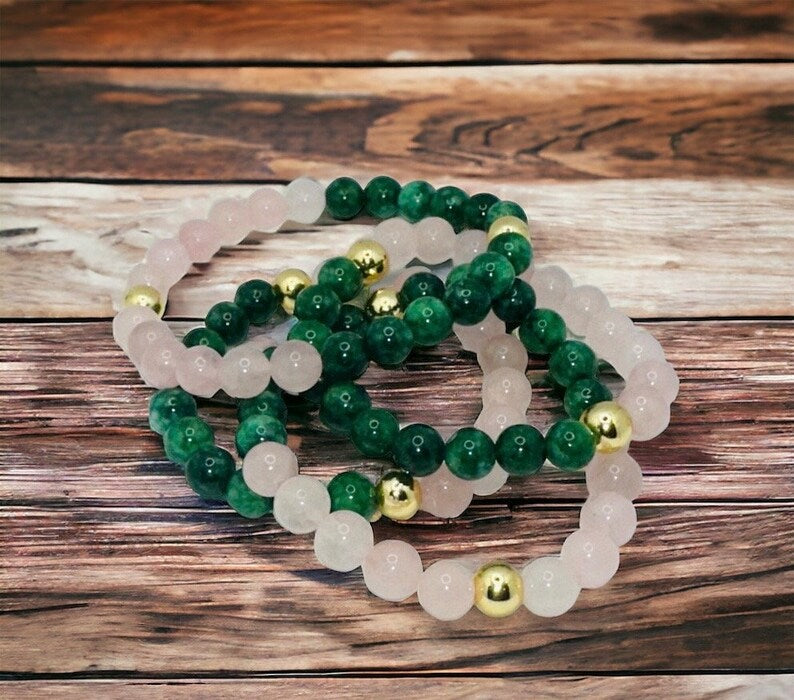 Green Agate and Rose Quartz