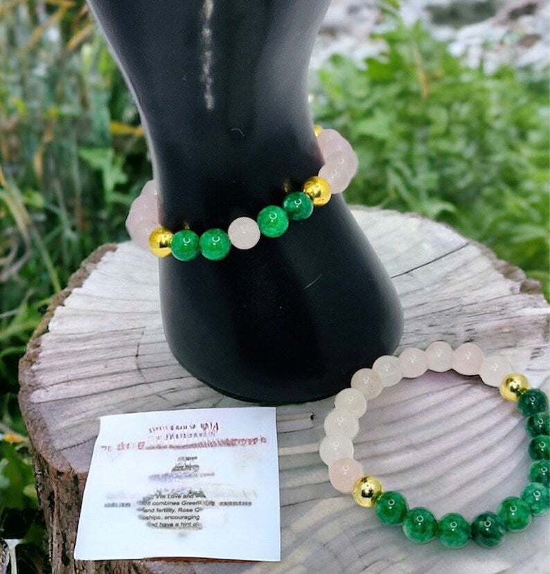 Green Agate and Rose Quartz