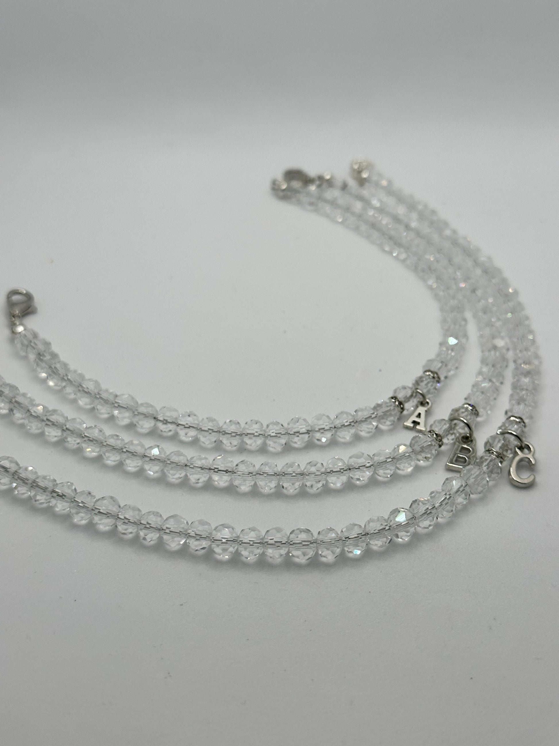 Handcrafted Anklet with Clear Beads and Initial - Classy and Chic Ankle Bracelet