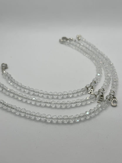 Handcrafted Anklet with Clear Beads and Initial - Classy and Chic Ankle Bracelet