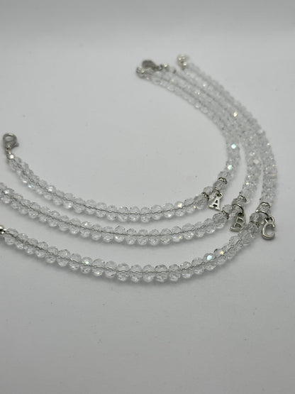 Handcrafted Anklet with Clear Beads and Initial - Classy and Chic Ankle Bracelet