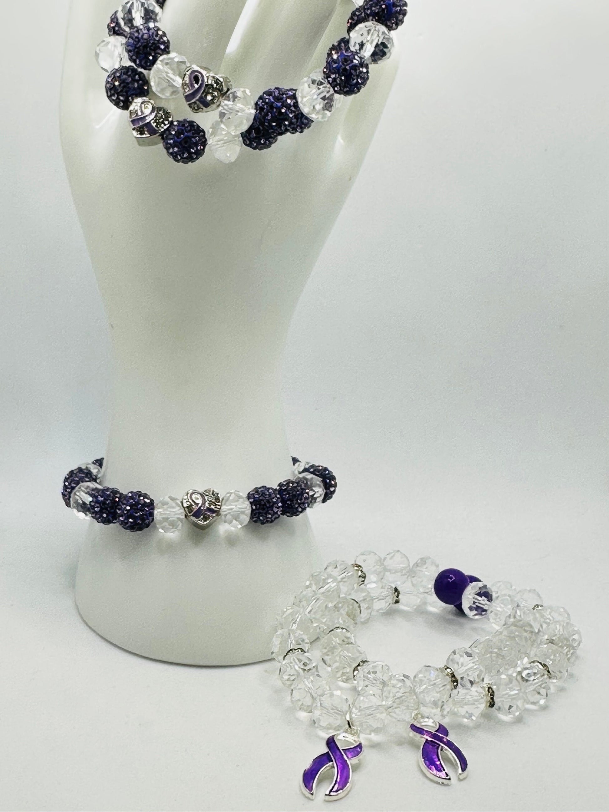 Bling with a Cause: Unique Handmade Statement Bracelet for Lupus, Pancreatic Cancer, and Fibromyalgia Warriors