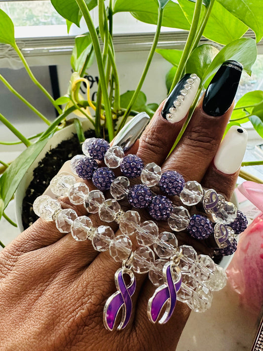 Bling with a Cause: Unique Handmade Statement Bracelet for Lupus, Pancreatic Cancer, and Fibromyalgia Warriors