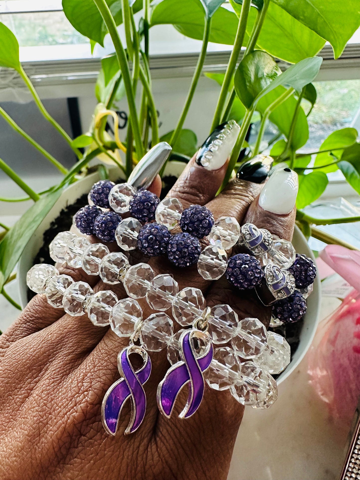 Bling with a Cause: Unique Handmade Statement Bracelet for Lupus, Pancreatic Cancer, and Fibromyalgia Warriors