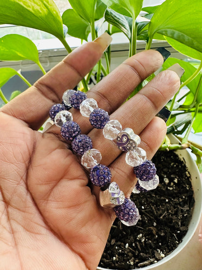 Bling with a Cause: Unique Handmade Statement Bracelet for Lupus, Pancreatic Cancer, and Fibromyalgia Warriors