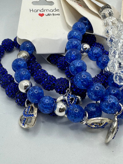 Colon Cancer (awareness)/ Blue Ribbon-Meaningful Gift for Her: Handmade Beaded Bracelet Supporting Survivors