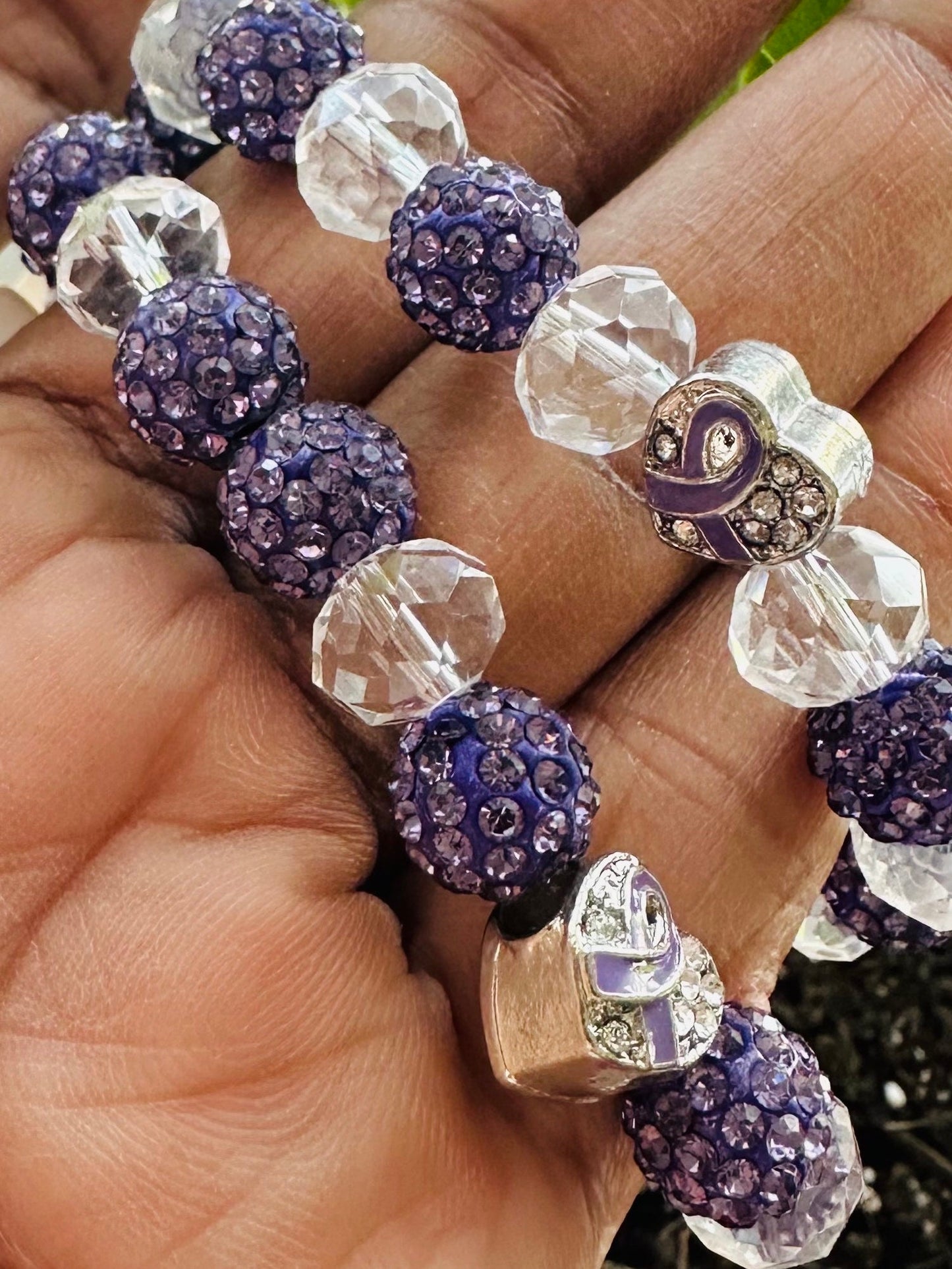 Bling with a Cause: Unique Handmade Statement Bracelet for Lupus, Pancreatic Cancer, and Fibromyalgia Warriors