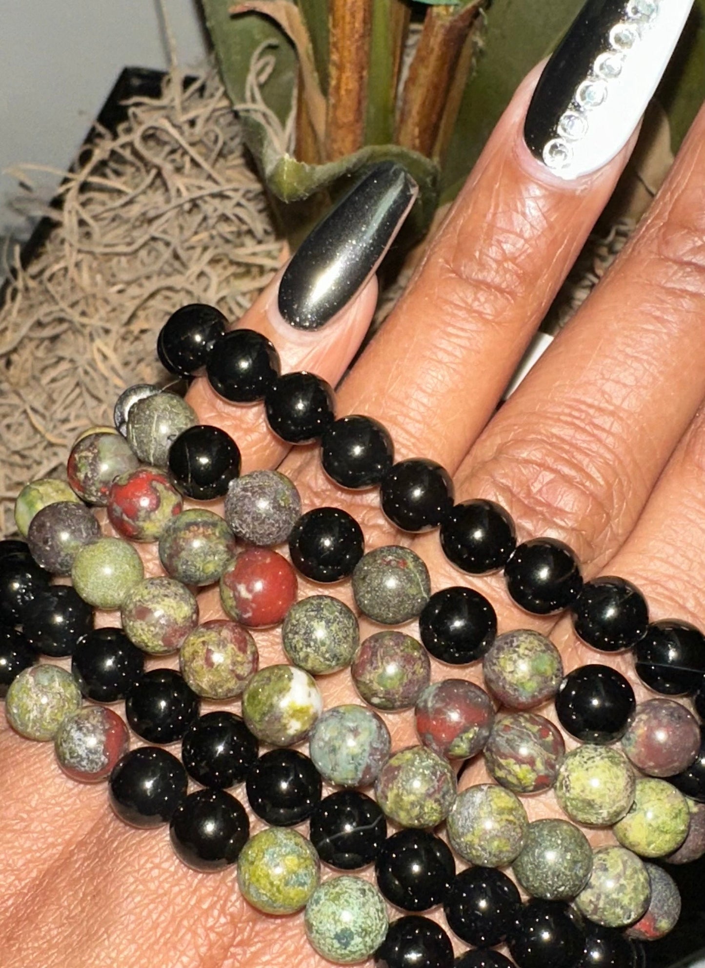 Dragon Blood Jasper and Black Onyx Set