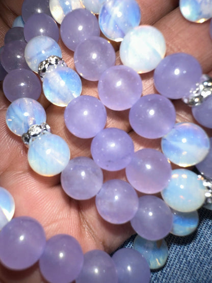 White Opal and Purple Jade Bracelet - Spiritual Awakenings