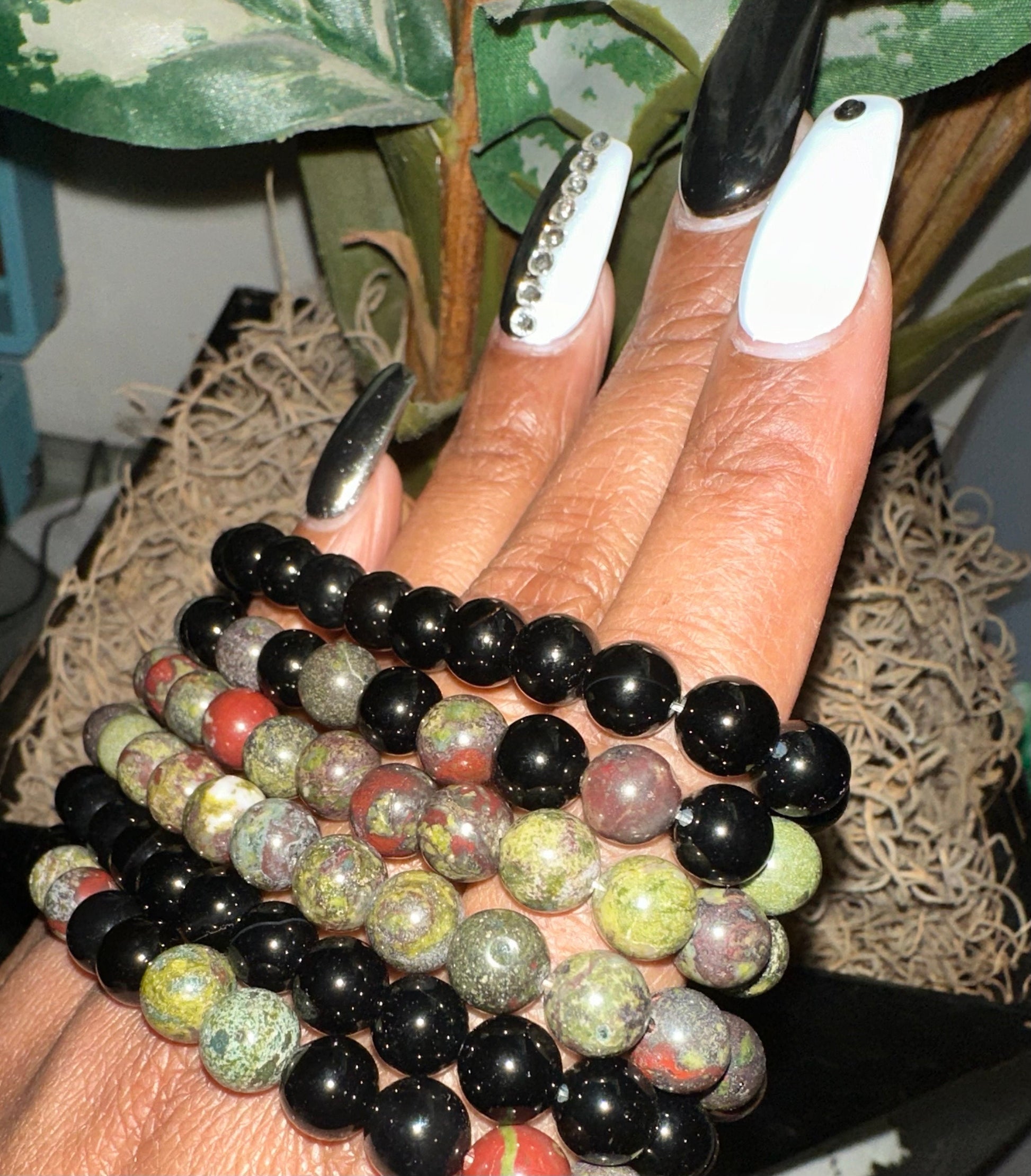 Dragon Blood Jasper and Black Onyx Set