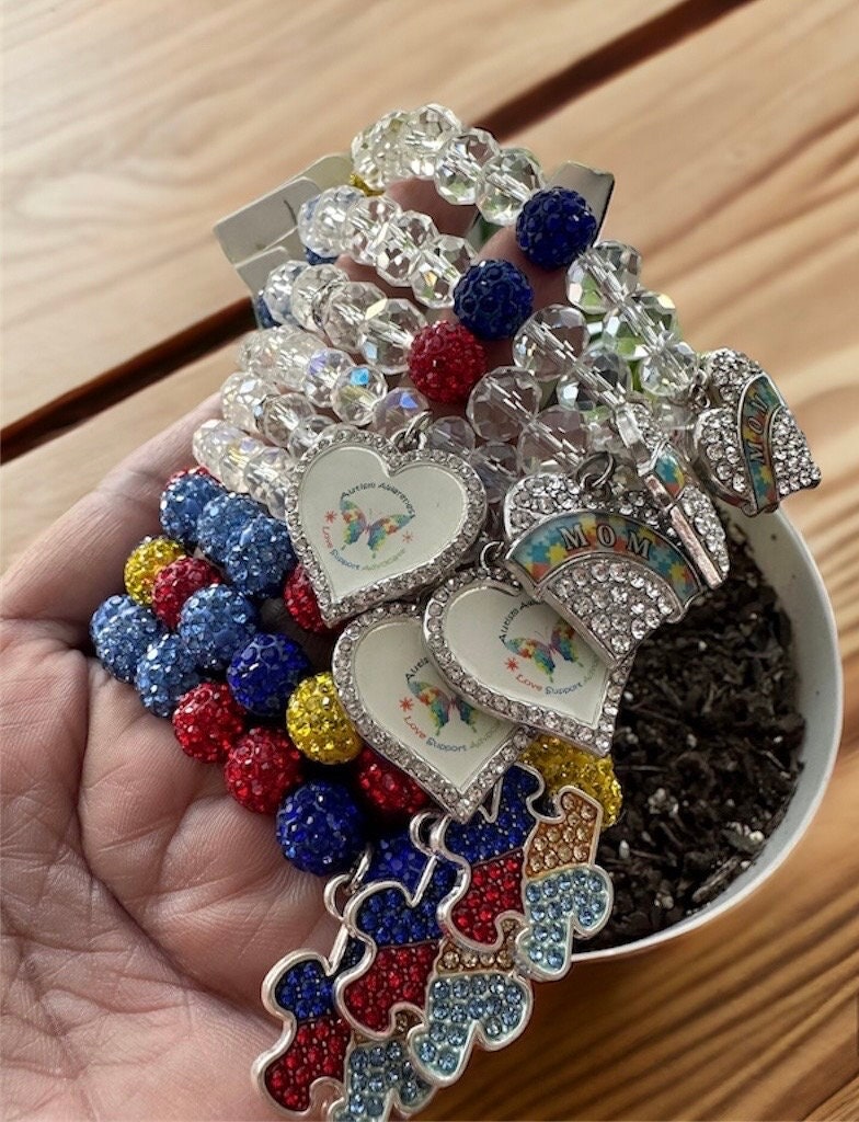 Colorful and Vibrant Autism Awareness Gift: Dainty Bracelet with Puzzle Piece Accents