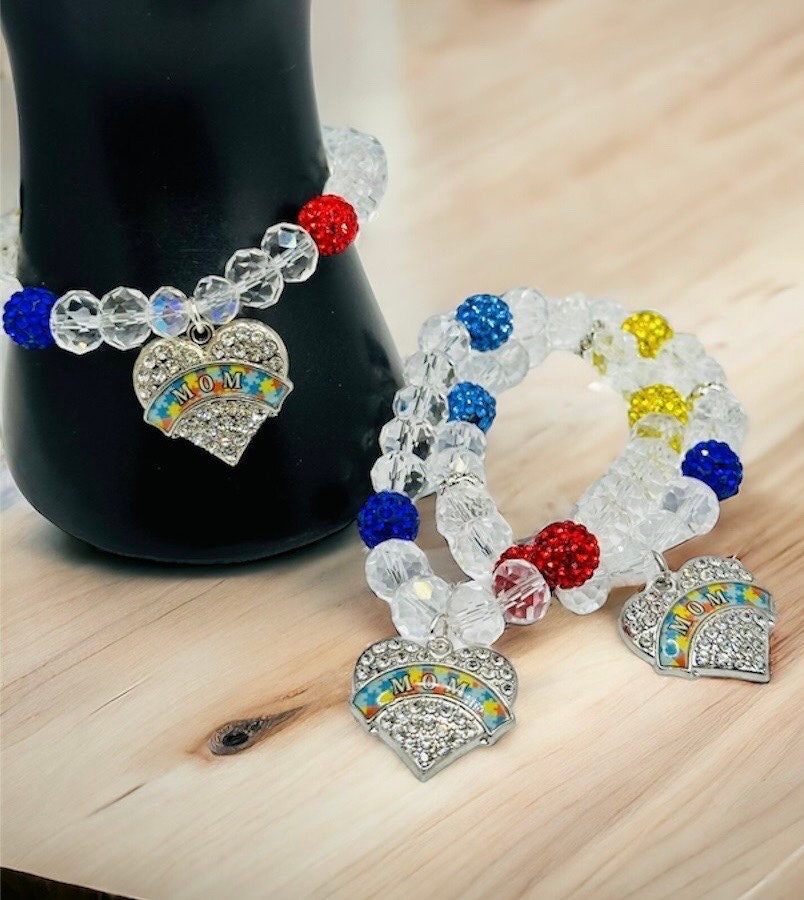 Colorful and Vibrant Autism Awareness Gift: Dainty Bracelet with Puzzle Piece Accents