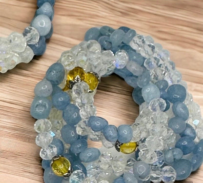 Handmade Aquamarine and Citrine Bead Bracelet - Promote Serenity and Wealth