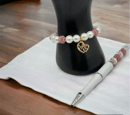 Mom Gift - Pearl and Rhinestone Beads or Crystal Bracelet Set