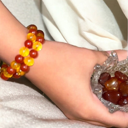 Sacral and Solar Plexus Chakra Bracelet - Handmade Carnelian and Citrine Beaded Bracelet for Positive Energy and Abundance