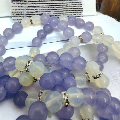 White Opal and Purple Jade Bracelet - Spiritual Awakenings