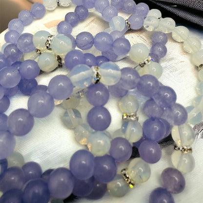 White Opal and Purple Jade Bracelet - Spiritual Awakenings