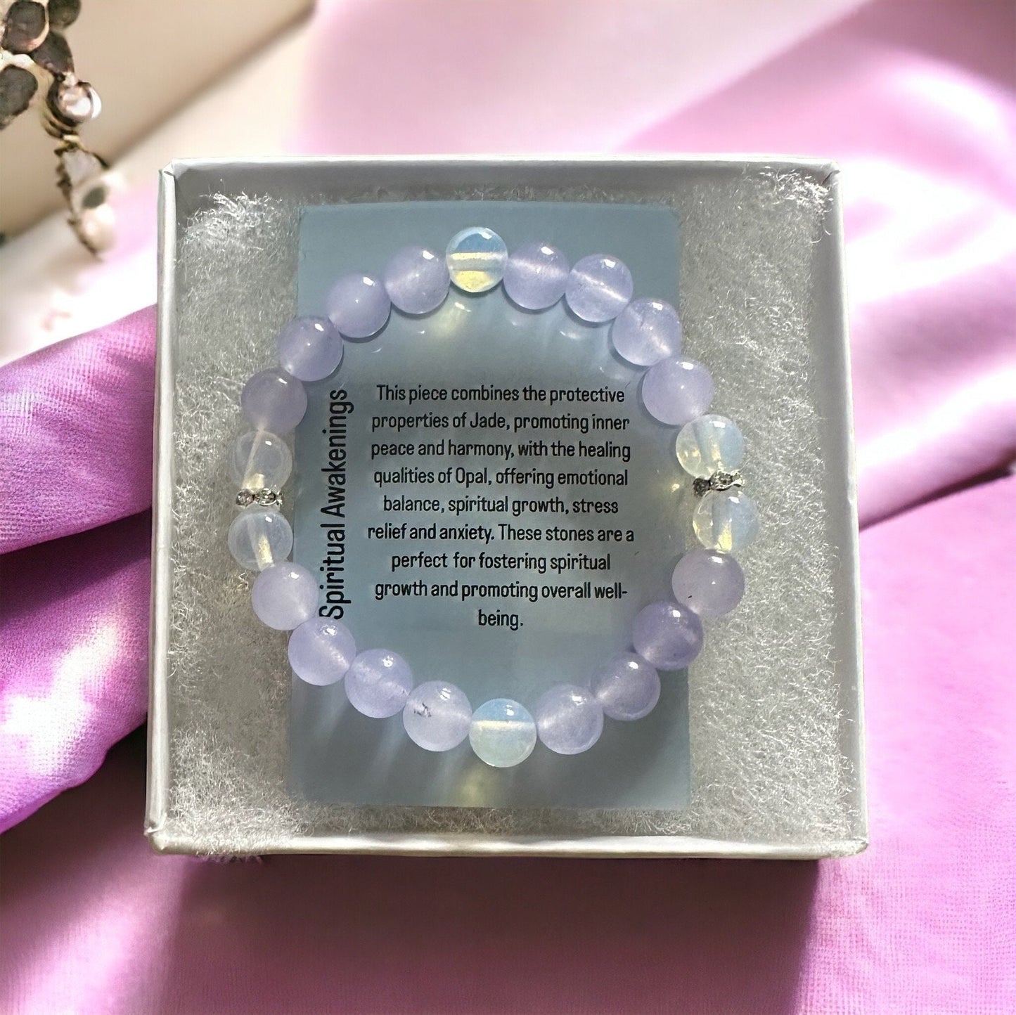 White Opal and Purple Jade Bracelet - Spiritual Awakenings