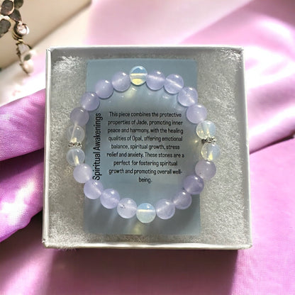 White Opal and Purple Jade Bracelet - Spiritual Awakenings