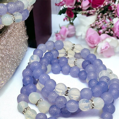 White Opal and Purple Jade Bracelet - Spiritual Awakenings