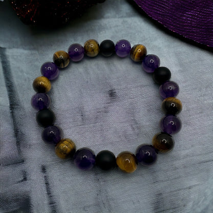 Hello, Handsome: Men’s Amethyst, Tiger Eye, and Onyx Bracelet