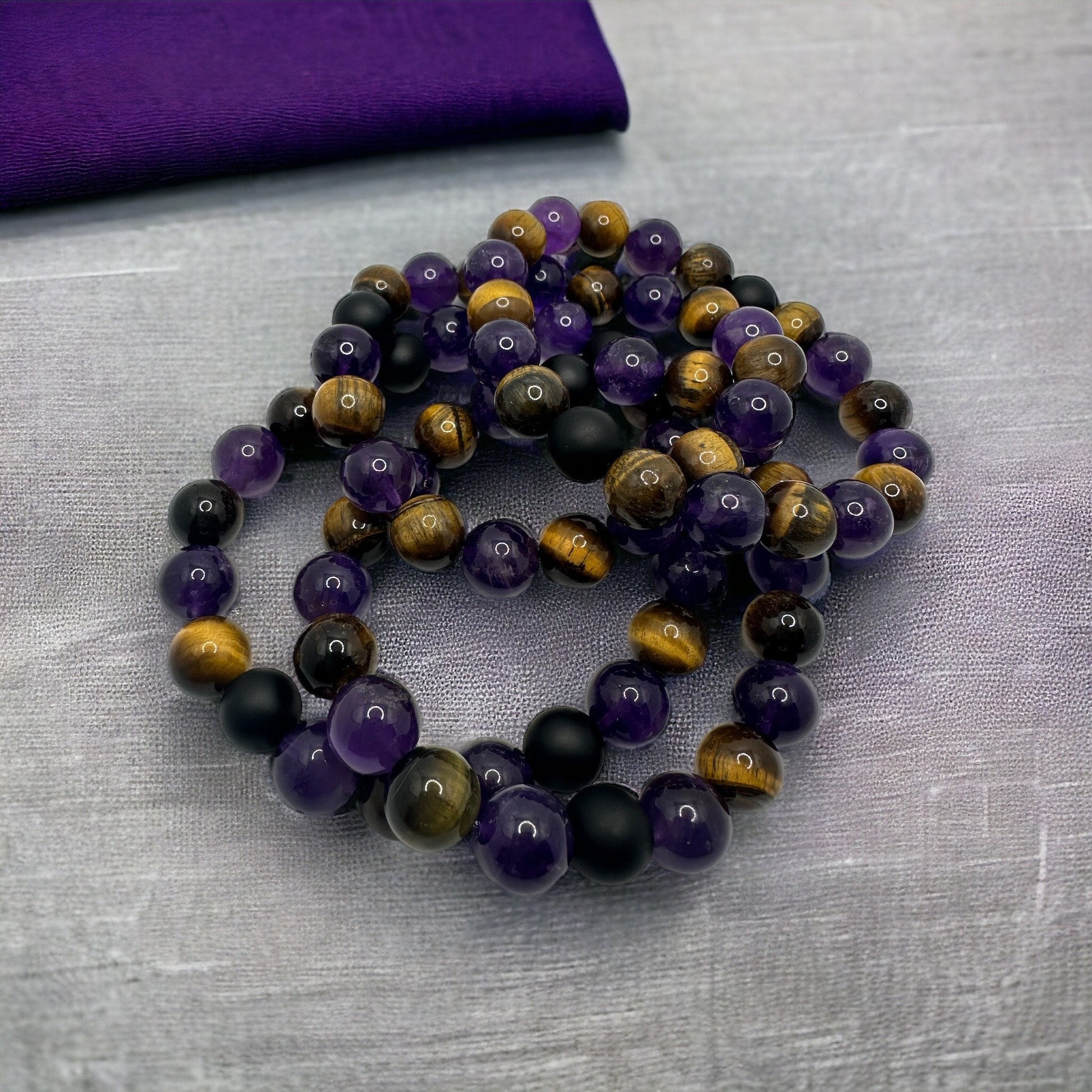 Hello, Handsome: Men’s Amethyst, Tiger Eye, and Onyx Bracelet