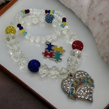 Colorful and Vibrant Autism Awareness Gift: Dainty Bracelet with Puzzle Piece Accents