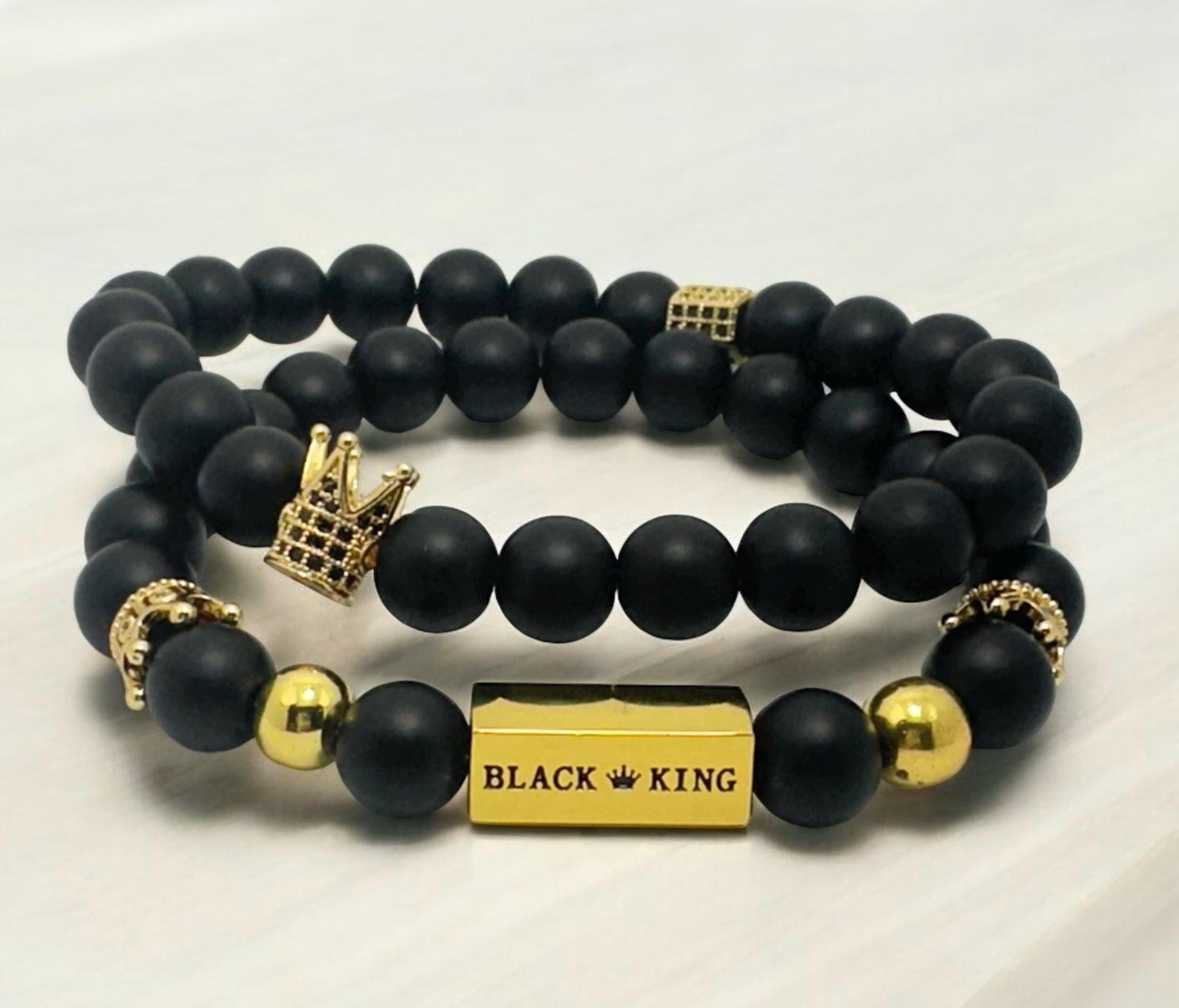 Black King & Queen Matte Bead Bracelets | Couple’s Matching Bracelets | Black Love Jewelry | His and Hers Bracelets | Anniversary Gift