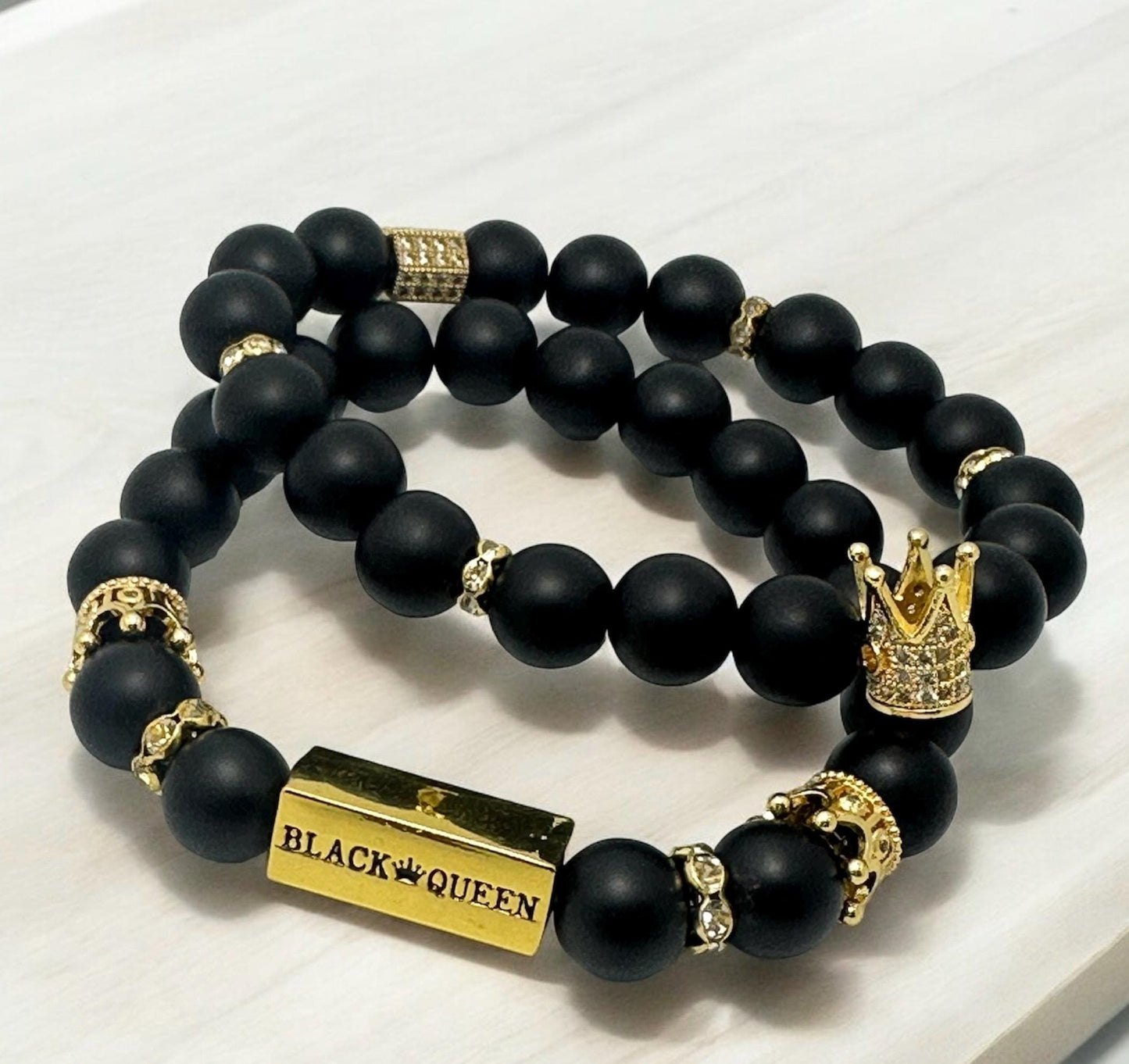 Black King & Queen Matte Bead Bracelets | Couple’s Matching Bracelets | Black Love Jewelry | His and Hers Bracelets | Anniversary Gift