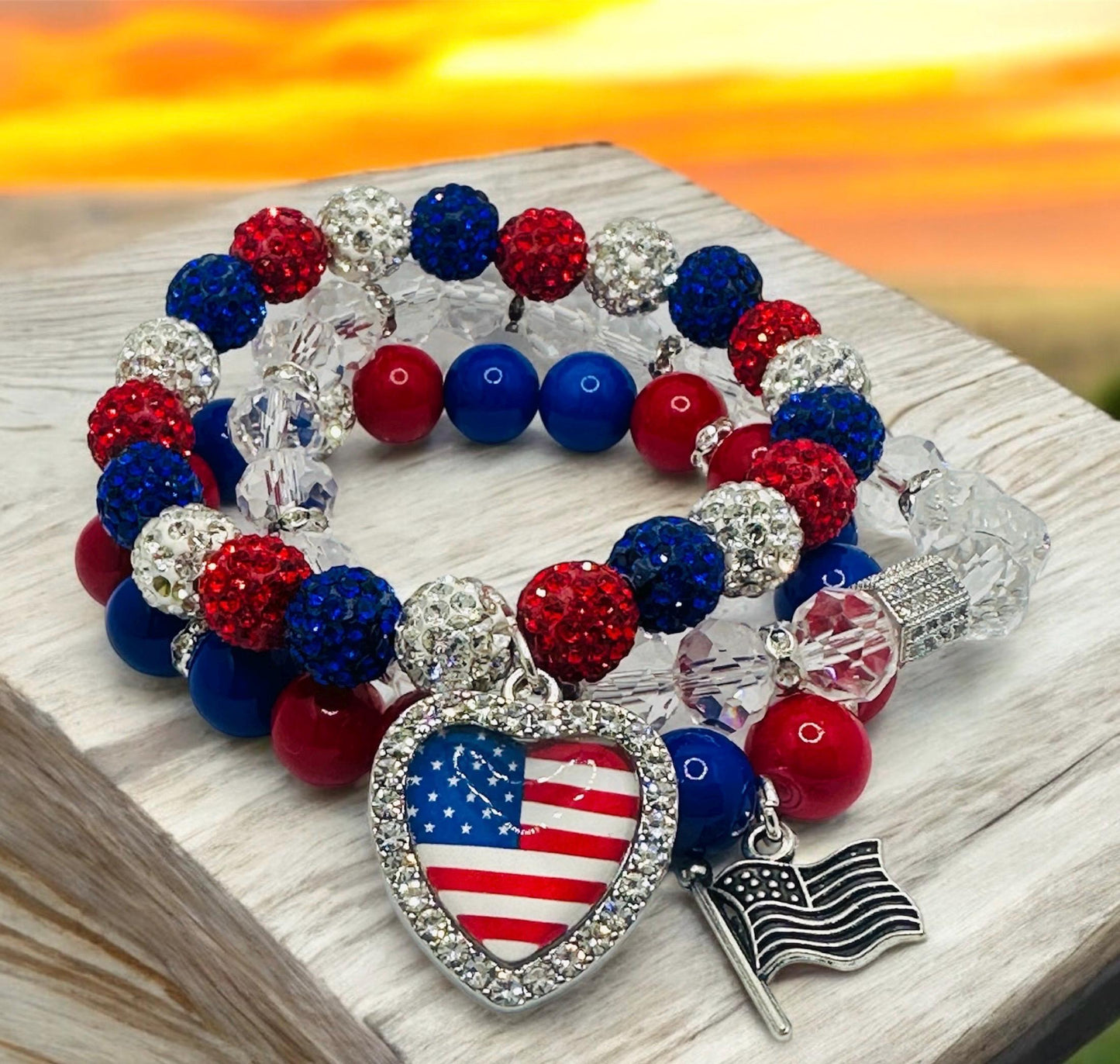 Patriotic Beaded to Bracelets – Single and Stack Options