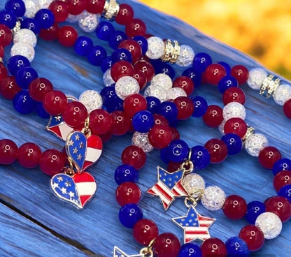 Patriotic Beaded to Bracelets – Single and Stack Options