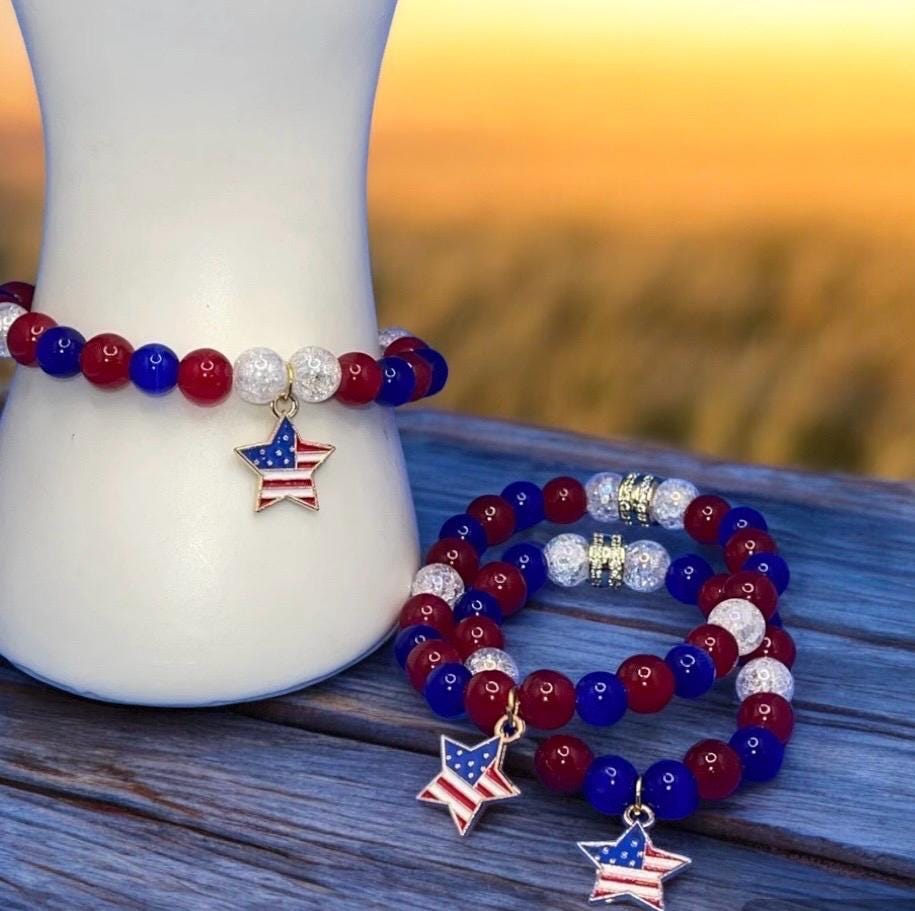 Patriotic Beaded to Bracelets – Single and Stack Options