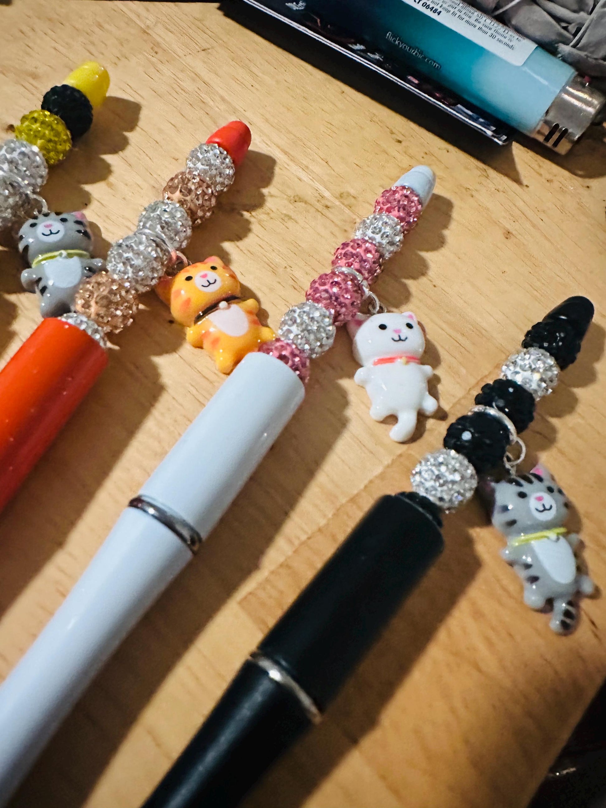 Beaded Cat Charm Pens – Perfect Gift for Cat Lovers and Stationery Enthusiasts