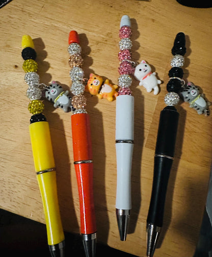 Beaded Cat Charm Pens – Perfect Gift for Cat Lovers and Stationery Enthusiasts