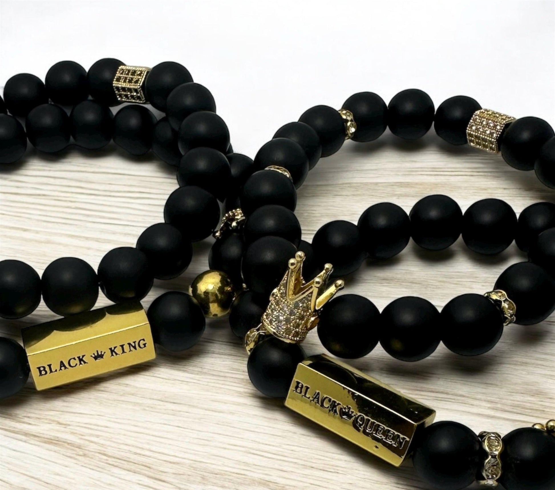 Black King & Queen Matte Bead Bracelets | Couple’s Matching Bracelets | Black Love Jewelry | His and Hers Bracelets | Anniversary Gift