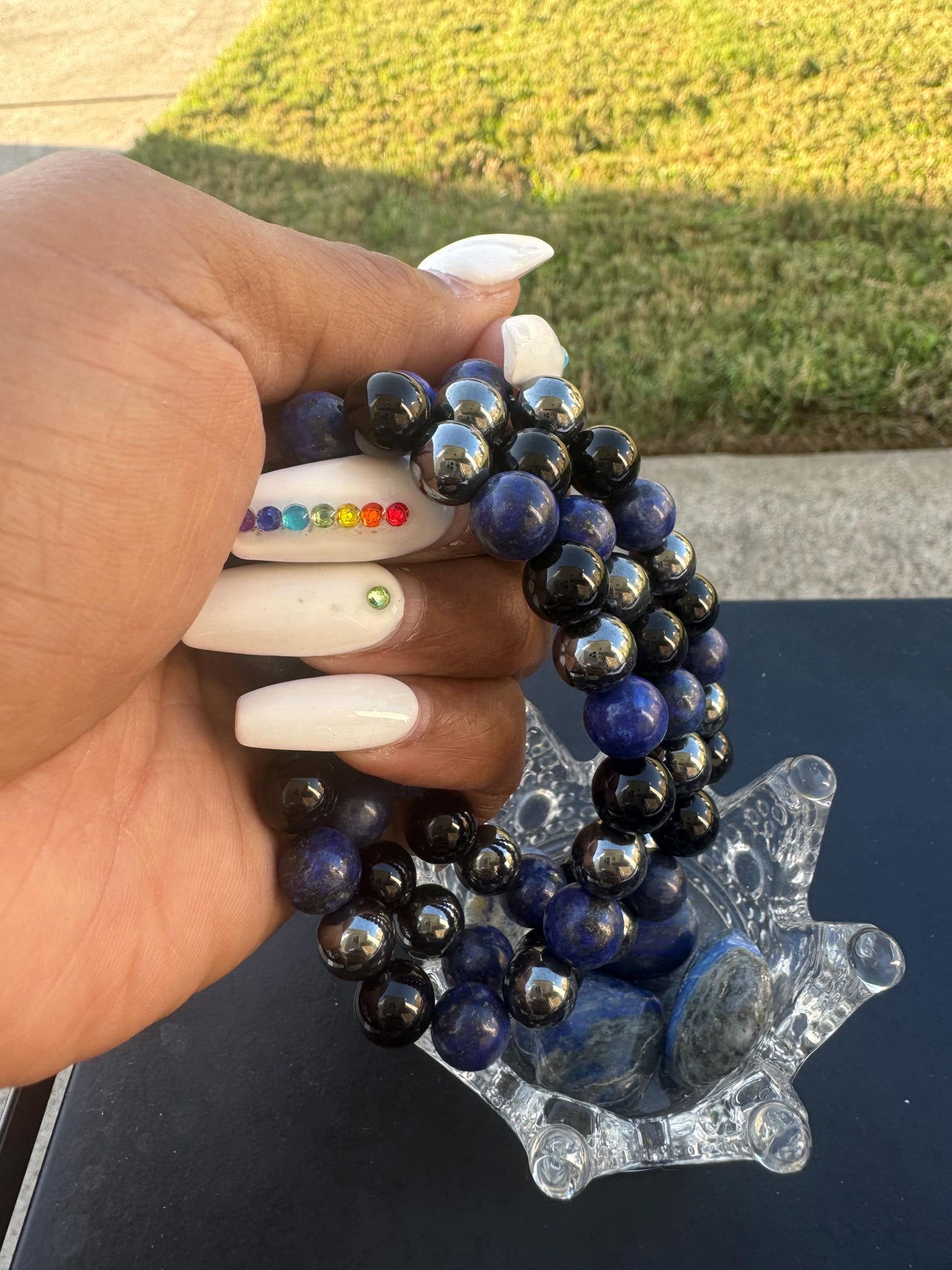 Strength & Focus Bracelet: Lapis Lazuli, Black Onyx, and Hematite