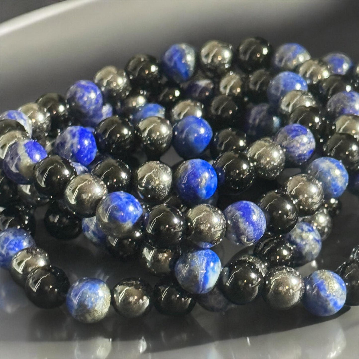 Strength & Focus Bracelet: Lapis Lazuli, Black Onyx, and Hematite