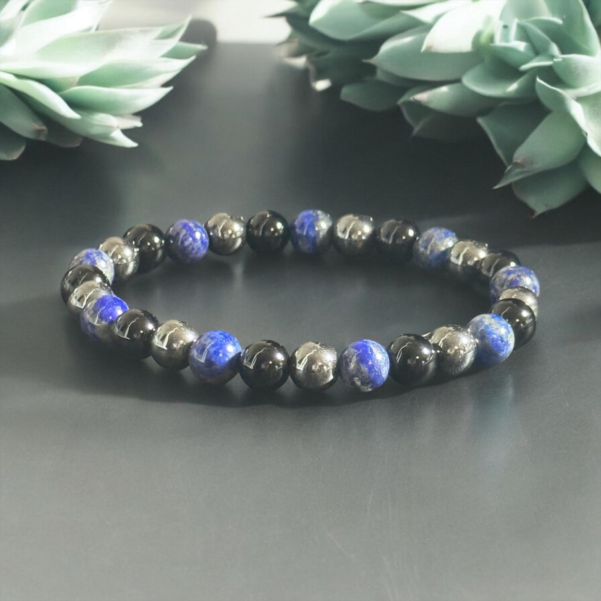 Strength & Focus Bracelet: Lapis Lazuli, Black Onyx, and Hematite