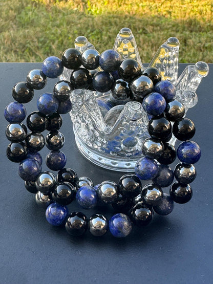 Strength & Focus Bracelet: Lapis Lazuli, Black Onyx, and Hematite