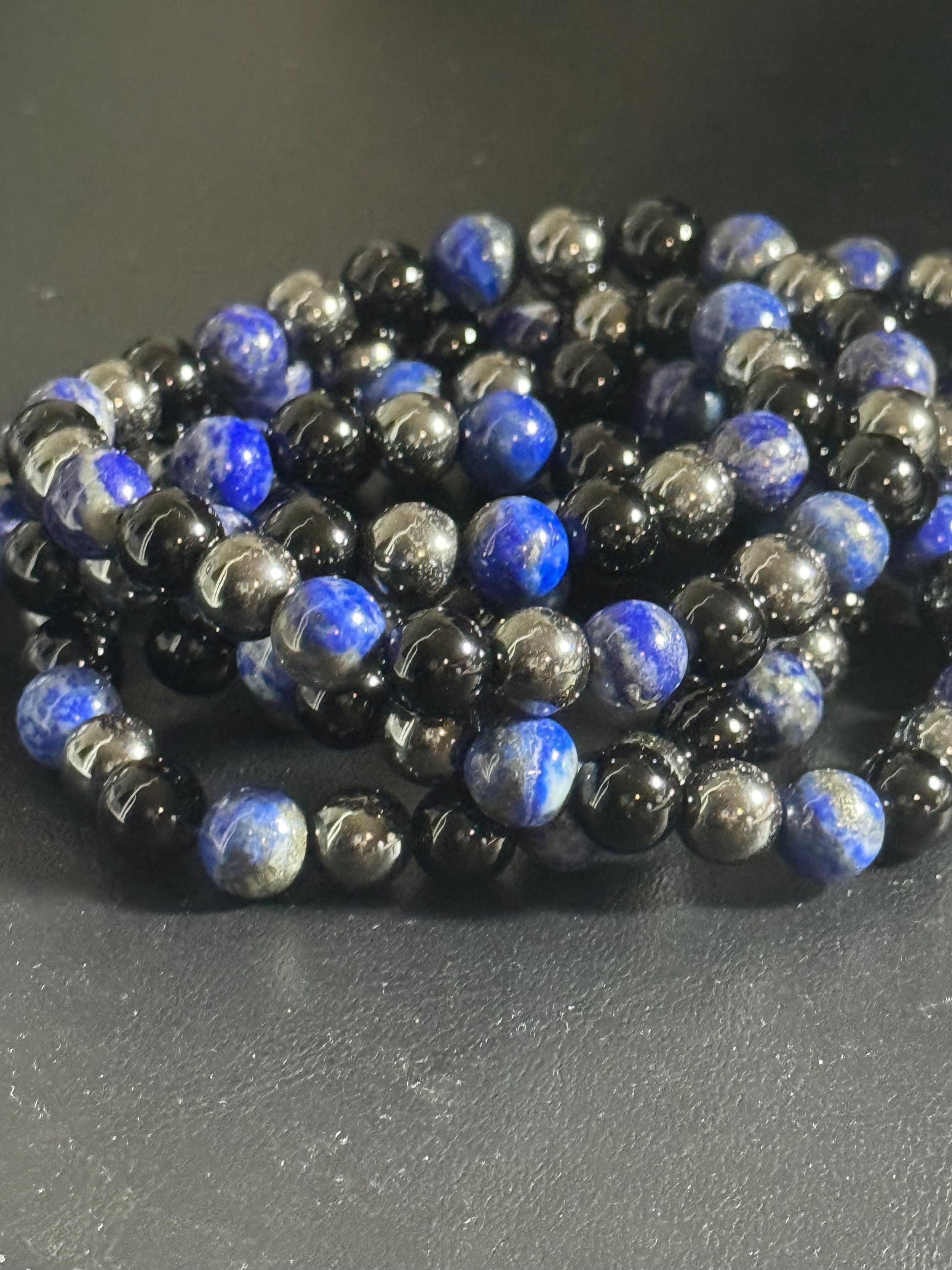 Strength & Focus Bracelet: Lapis Lazuli, Black Onyx, and Hematite