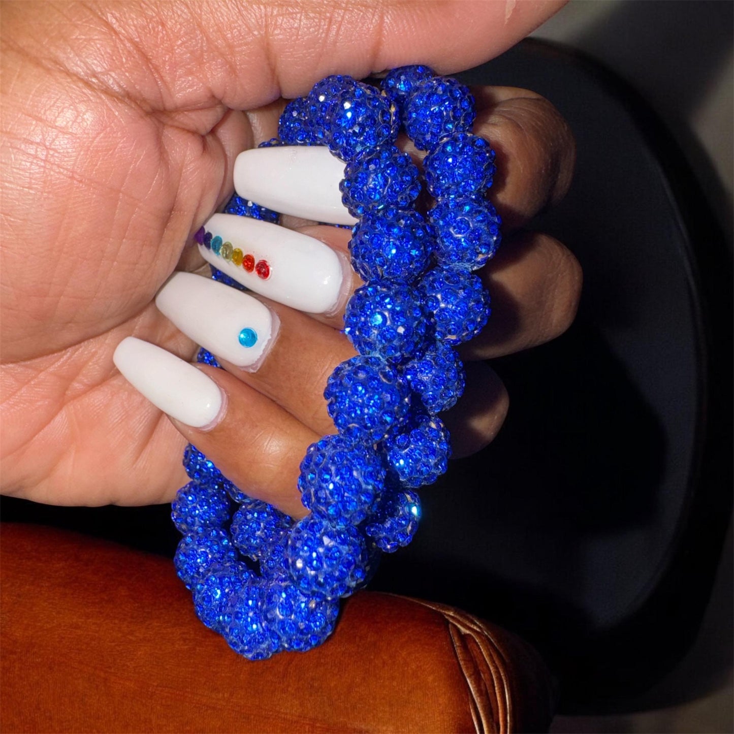 Viral Blue Sparkle Bracelet | Handmade 10mm Rhinestone Beads