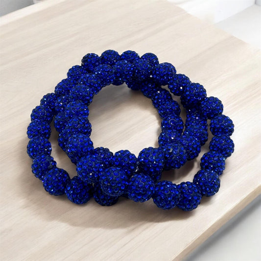 Viral Blue Sparkle Bracelet | Handmade 10mm Rhinestone Beads