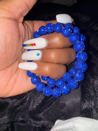 Viral Blue Sparkle Bracelet | Handmade 10mm Rhinestone Beads