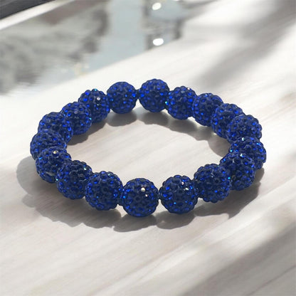 Viral Blue Sparkle Bracelet | Handmade 10mm Rhinestone Beads